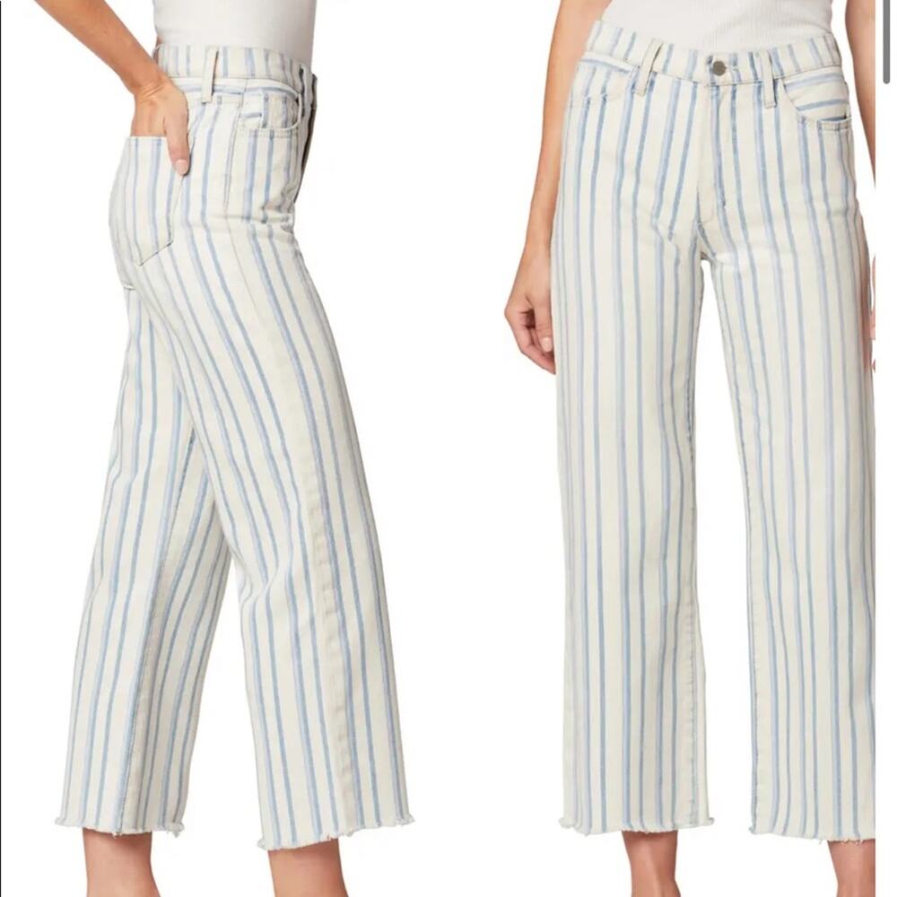 NWT Joe’s The Blake Stripe Raw Hem Crop Wide Leg Jeans. -MA2